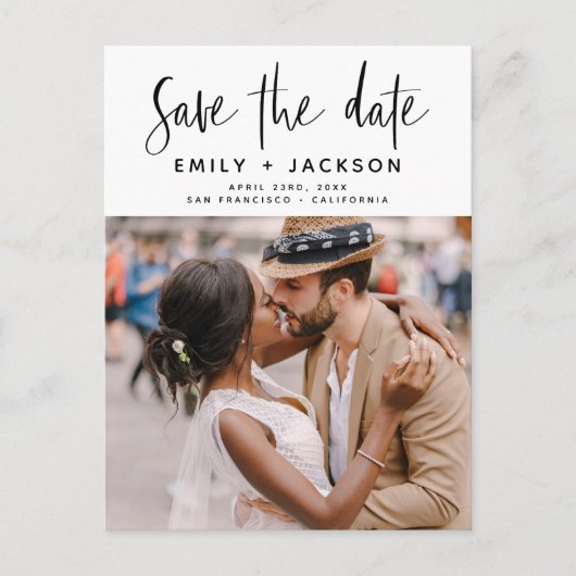 Editable sparen de Datum Handgeschreven Foto Briefkaart (Voorkant)