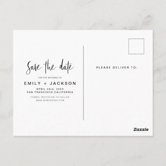 Editable sparen de Datum Handgeschreven Foto Briefkaart (Achterkant)