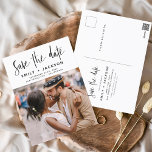 Editable sparen de Datum Handgeschreven Foto Briefkaart<br><div class="desc">Editable Modern en legant Handgeschreven de Foto van het Manuscript sparen de Kaart van de Weddenschap van de Datum. Sparen de datumuitnodigkaart omvat een chic en stijlvolle typografie met een eenvoudig en minimalistisch ontwerp op een witte achtergrond die u uw aangepast afbeelding van de de fotografie van het verloving kunt...</div>
