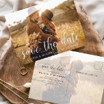Editable sparen de Witte Handgeschreven Foto van d Briefkaart<br><div class="desc">Handgeschreven Weddenschap Sparen de Kaarten van de Datum die een foto op de voor en rug hebben. Sparen de Herfst van de Datum, de Herfst, de Winter, de Lente of de kaarten van de Zomer bevatten een moderne hand geschreven cursieve manuscripttypografie die elegant, eenvoudig en modern zijn om na u...</div>