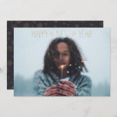 EDITABLE Sparkly Gold Happy New Year Kaart (Voorkant / Achterkant)