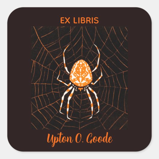 Editable  Spider in een Bookplaat van het Web Vierkante Sticker (Voorkant)