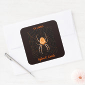 Editable  Spider in een Bookplaat van het Web Vierkante Sticker (Envelop)