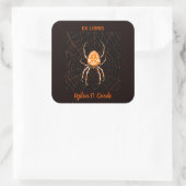 Editable  Spider in een Bookplaat van het Web Vierkante Sticker (Tas)