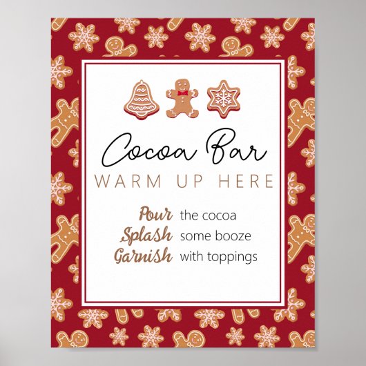Editable Spiked Hot Cocoa Bar Sign Cookie Exchange Poster (Voorkant)