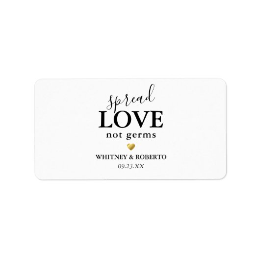 Editable Spread Love Not Germs Hand Sanitizer Etiket (Voorkant)