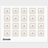 Editable Square Strawberry Gingham 1st Birthday  Vierkante Sticker (Vel)