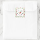 Editable Square Strawberry Gingham 1st Birthday  Vierkante Sticker (Tas)