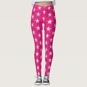 Editable Star Pattern Futuristic Pink Athletic Leggings (Voorkant)