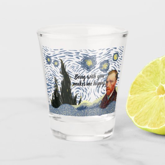 Editable Starry Night Glass Shot Glas (Voorkant)