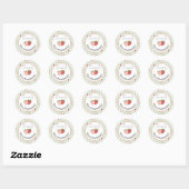 Editable Strawberry Gingham 1st Birthday Favor Ronde Sticker (Vel)