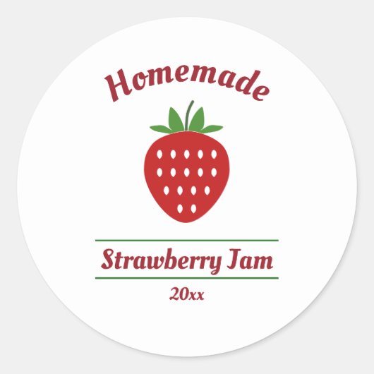 Editable Strawberry Jam Label Sticker (Voorkant)