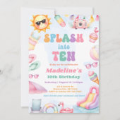 Editable Summer Splash Into Ten Birthday Party  Kaart (Voorkant)