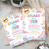 Editable Summer Splash Into Ten Birthday Party Kaart