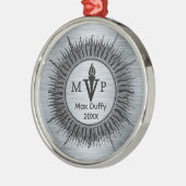 Editable Sunburst MVP Torch Flame Award Metal Metalen Ornament (Links)