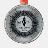 Editable Sunburst MVP Torch Flame Award Metal Metalen Ornament (Voorkant)