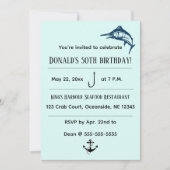 Editable Szwaardvis Nautical Birthday Kaart (Voorkant)