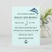 Editable Szwaardvis Nautical Birthday Kaart (Staand voorkant)