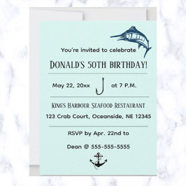 Editable Szwaardvis Nautical Birthday Kaart