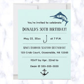 Editable Szwaardvis Nautical Birthday Kaart