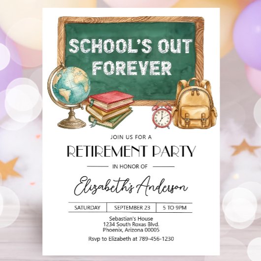 Editable Teacher Retirement Party Invitation (Digi Kaart