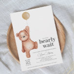 EDITABLE Teddy Bear Baby shower Invitation Kaart<br><div class="desc">Een genderneutraal baby shower "we kunnen snel wachten" met een teddybeer en beige ballon. Overeenkomende objecten die beschikbaar zijn in het collectie Teddy Bear Baby shower Theme.</div>