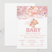 Editable Teddy Bear Hot Air Ballon Baby shower in Kaart (Voorkant / Achterkant)