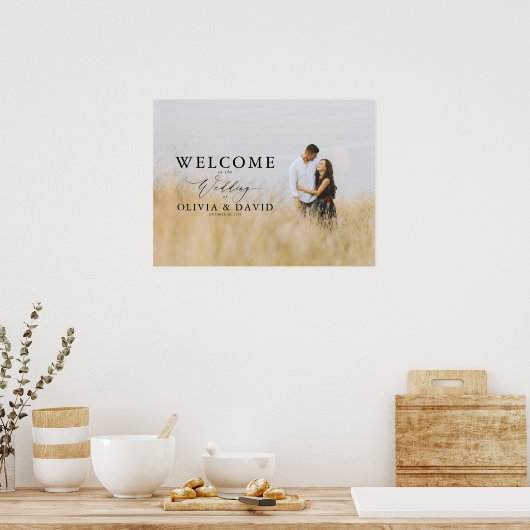 Editable Text Colors Photo Weddenschap Welkomsttek Poster (Keuken)