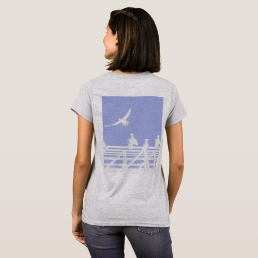 Editable Text Cute Seagulls Art Print Front & Back T-shirt (Achterkant volledig)