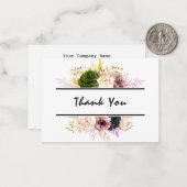 Editable Text Floral Dank u, Welkom, Home gemaakt Notitiekaartje (Voorkant / Achterkant in situ)