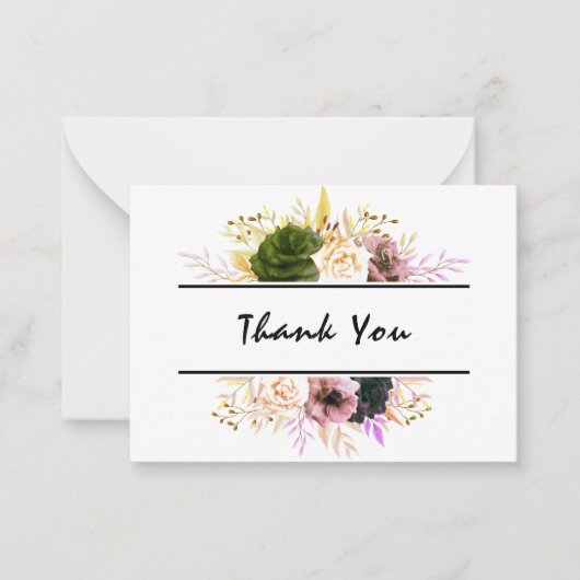 Editable Text Floral Dank u, Welkom, Home gemaakt Notitiekaartje (Voorkant)
