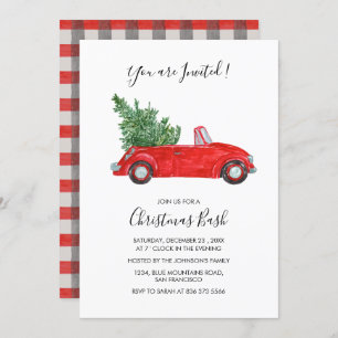 Editable Text Red Car Script Kerstparty Kaart
