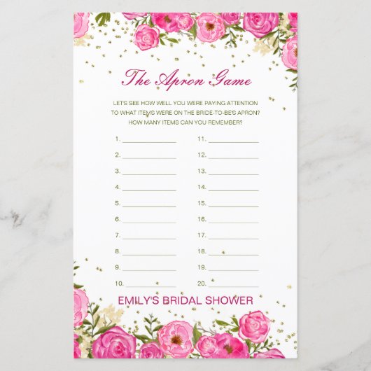 Editable The Apron Game Bridal Shower Game (Voorkant)