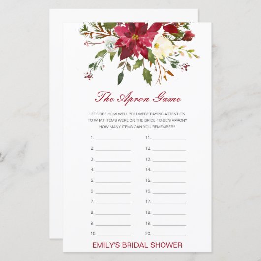 Editable The Apron Game Bridal Shower Game (Voorkant / Achterkant)