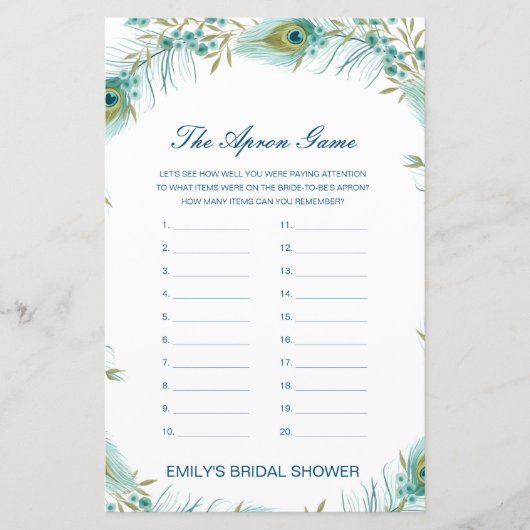 Editable The Apron Game Bridal Shower Game (Voorkant)