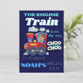 Editable train children verjaarfeest digital kaart (Staand voorkant)