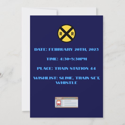 Editable train children verjaarfeest digital kaart (Achterkant)