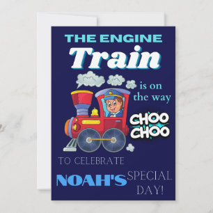 Editable train children verjaarfeest digital kaart