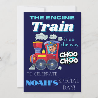 Editable train children verjaarfeest digital kaart