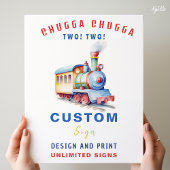 Editable Train Theme Birthday Custom Sign Poster