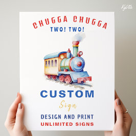 Editable Train Theme Birthday Custom Sign Poster