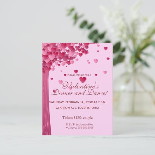 Editable Tree of Hearts Invitation Uitnodiging Briefkaart (Staand voorkant)