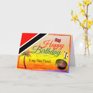Editable Tropical Happy Birthday, mijn Trini vrien Kaart