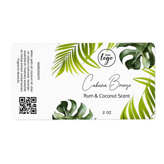 Editable Tropical Soap Packaging Labels (Voorkant)