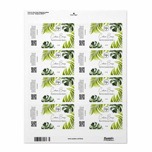 Editable Tropical Soap Packaging Labels (Full Sheet)