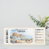 Editable Tunisia Plane Boarding Pass Ticket Kaart (Staand voorkant)