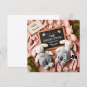 Editable Twin Pregnancy  Aankondiging (Voorkant / Achterkant)