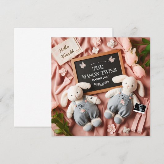 Editable Twin Pregnancy  Aankondiging (Voorkant / Achterkant)