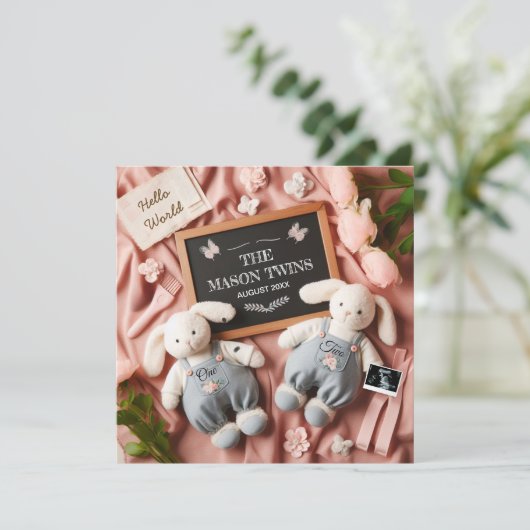 Editable Twin Pregnancy  Aankondiging (Staand voorkant)