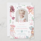 Editable Two The Sea Mermaid Invite Girl Printable Kaart (Voorkant)